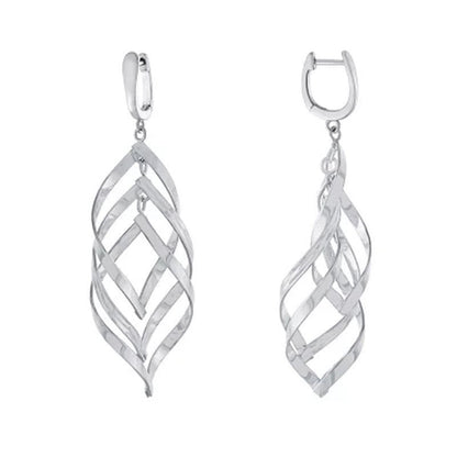 Sterling Triple Marquise Lever Back Drop Ears