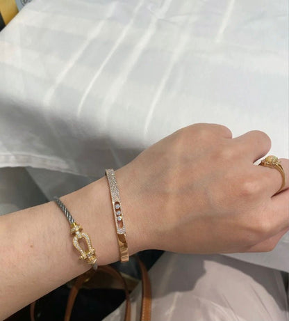 Light Luxury Mobile Sliding Three Diamond Diamond-Encrusted Bracelet Female