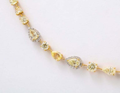 Multishape Yellow and White Diamond Necklace