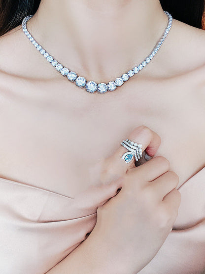 Moissanite 925 Sterling Silver Single Row Full Diamond Necklace for Women