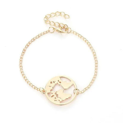 Chain Link World Map Bracelets Bangles Jewelry Globe Bracelet Charm Travel Jewel