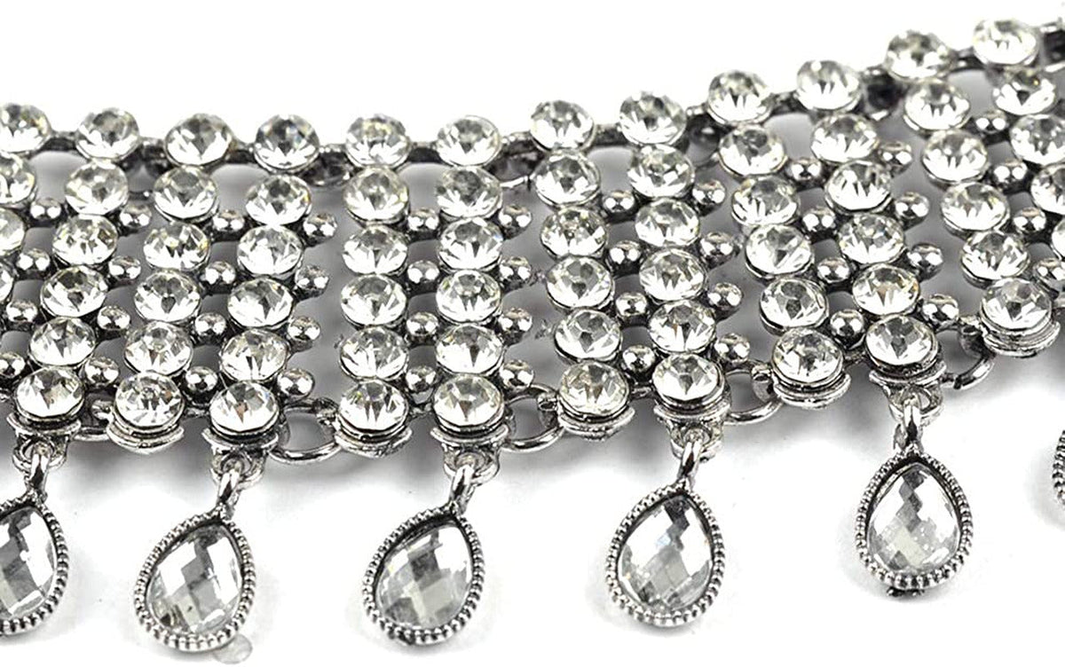 Vintage Boho Full Rhinestones Necklaces Tassel Jewelry Set Layered Pendant State