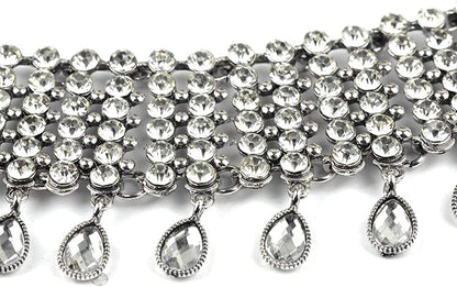 Vintage Boho Full Rhinestones Necklaces Tassel Jewelry Set Layered Pendant State