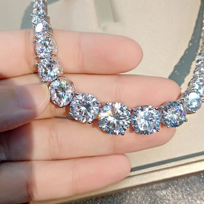 Moissanite 925 Sterling Silver Single Row Full Diamond Necklace for Women