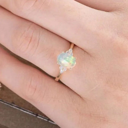 Natural Fire Opal Ring Exquisite and Fashionable Ring Opal Ring Mother'S Day Dia