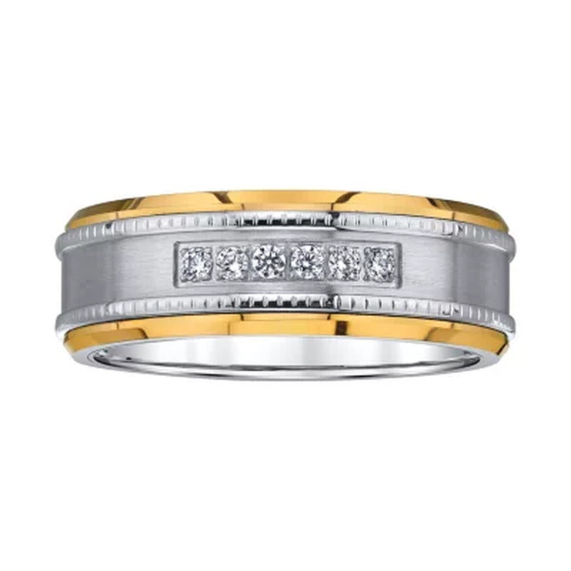 Men'S Diamond Tungsten Band with Yellow Edge