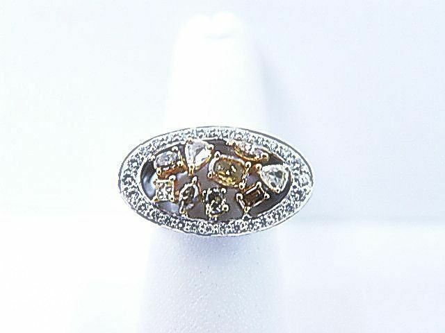 DIAMOND 9 FANCY YELLOW MULTI SHAPE DIAMOND 30 WHITE DIAMOND FANCY COCKTAIL RING