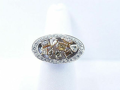 DIAMOND 9 FANCY YELLOW MULTI SHAPE DIAMOND 30 WHITE DIAMOND FANCY COCKTAIL RING