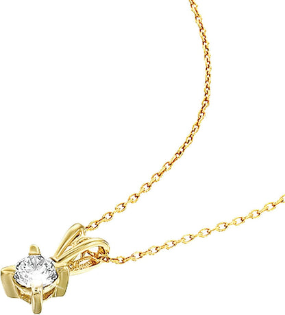 Diamond Pendant Necklace for Women 14K Yellow Gold Diamond Solitaire Pendant