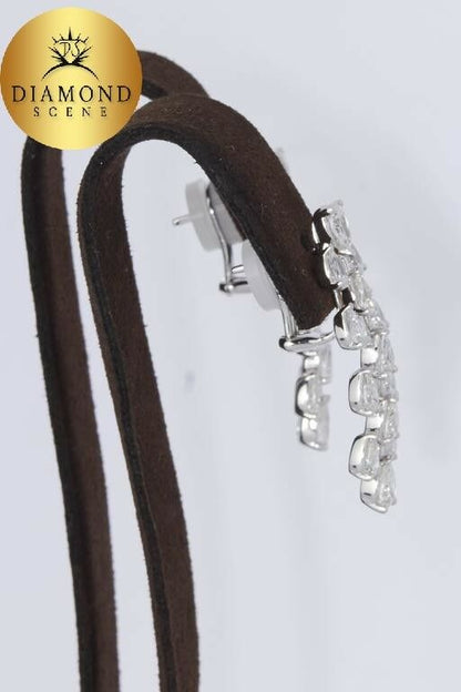 Pear Shape Diamond Gold Drop Earrings
