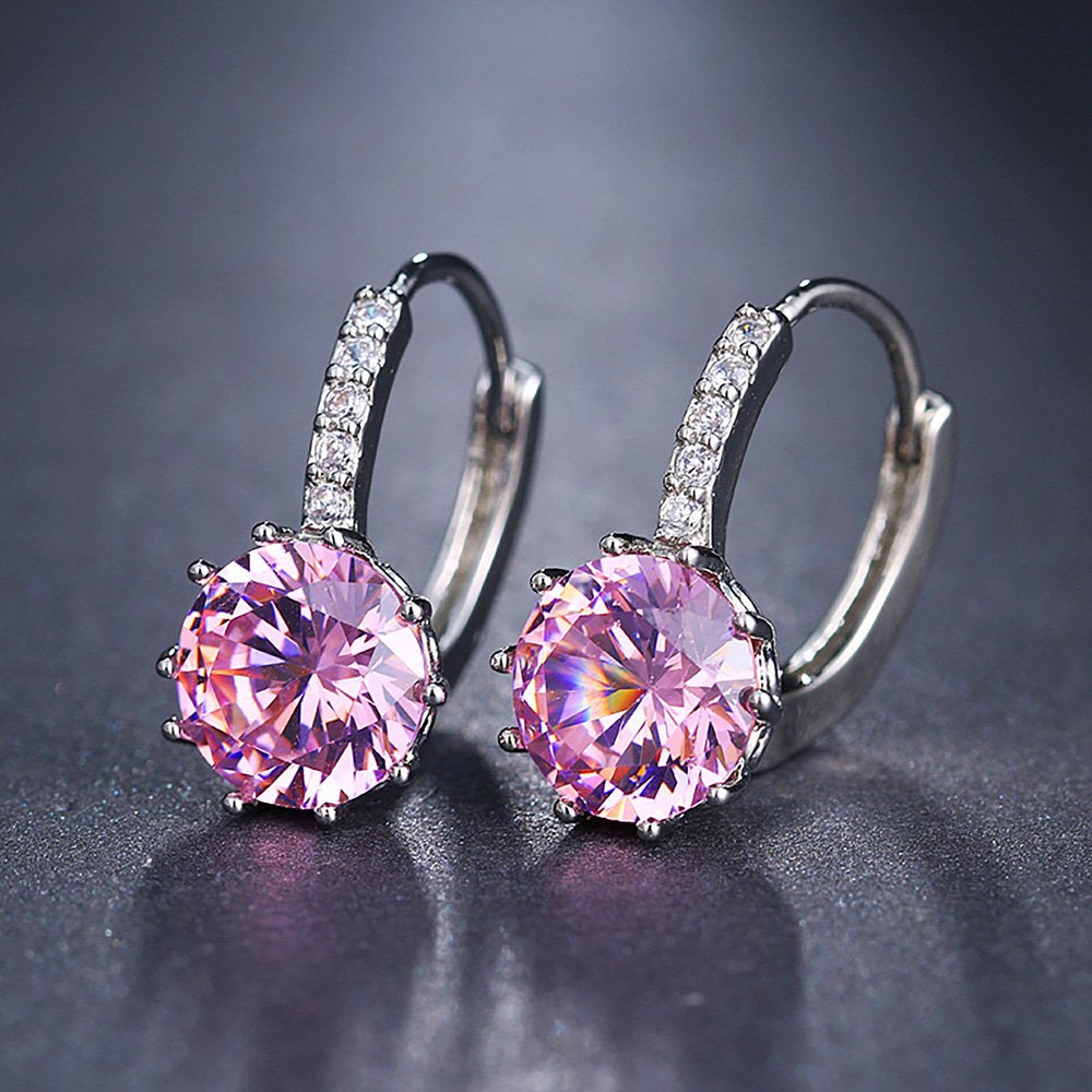 Artificial Diamond Earrings for Women Girls, Vintage Hoop Earrings Alloy Silver