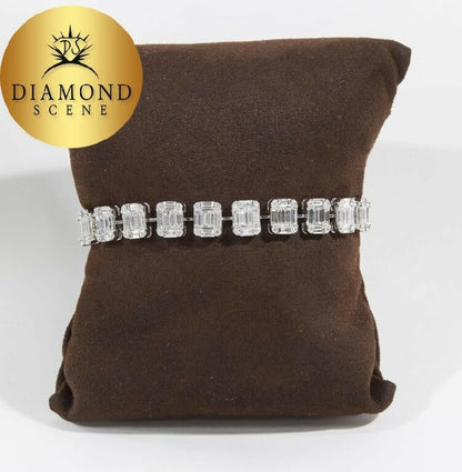 Emerald Cut Diamond White Gold Tennis Bracelet Illusion Set