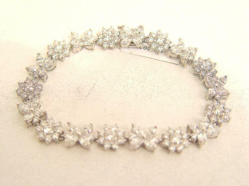 DIAMOND ROUND BRILLIANT SHAPE MARQUISE SHAPE ALL AROUND SET BRACELET PLATINUM