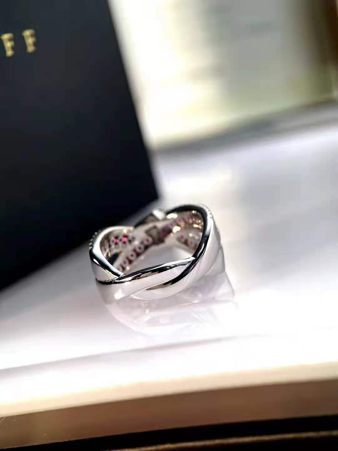 Ruby Three-Dimensional Bow Diamond Ring Atmosphere Light Luxury Fashion Personal