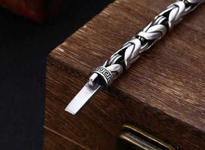 S925 Sterling Silver Bracelet Men'S Thick Diamond Pestle Thai Silver Retro Old P