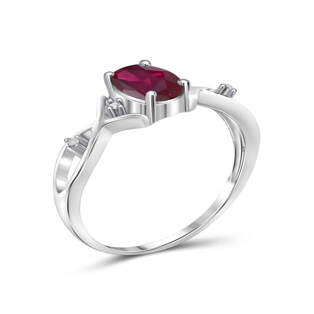1.00 Carat T.G.W. Ruby and White Diamond Accent Sterling Silver Ring