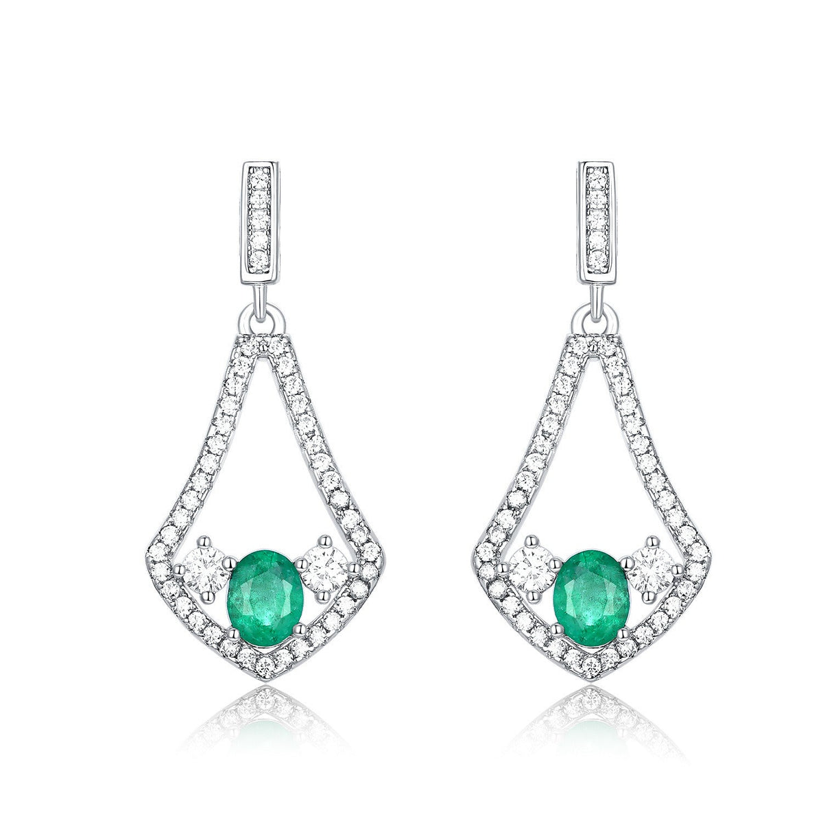 Natural Emerald Earrings for Female Korean Version High Quality Zirconium Earrin