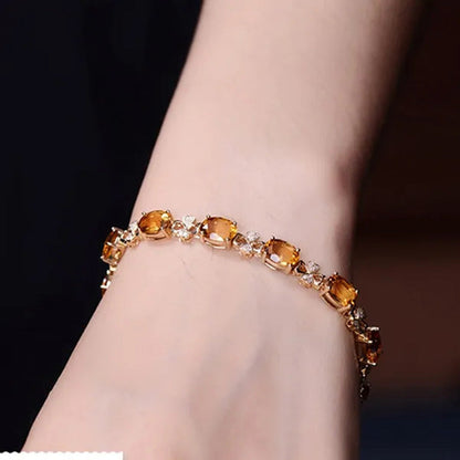 Women'S Fashion Decorative Jewelry Citrine Bracelet 18K Golden Diamond Ring Yell