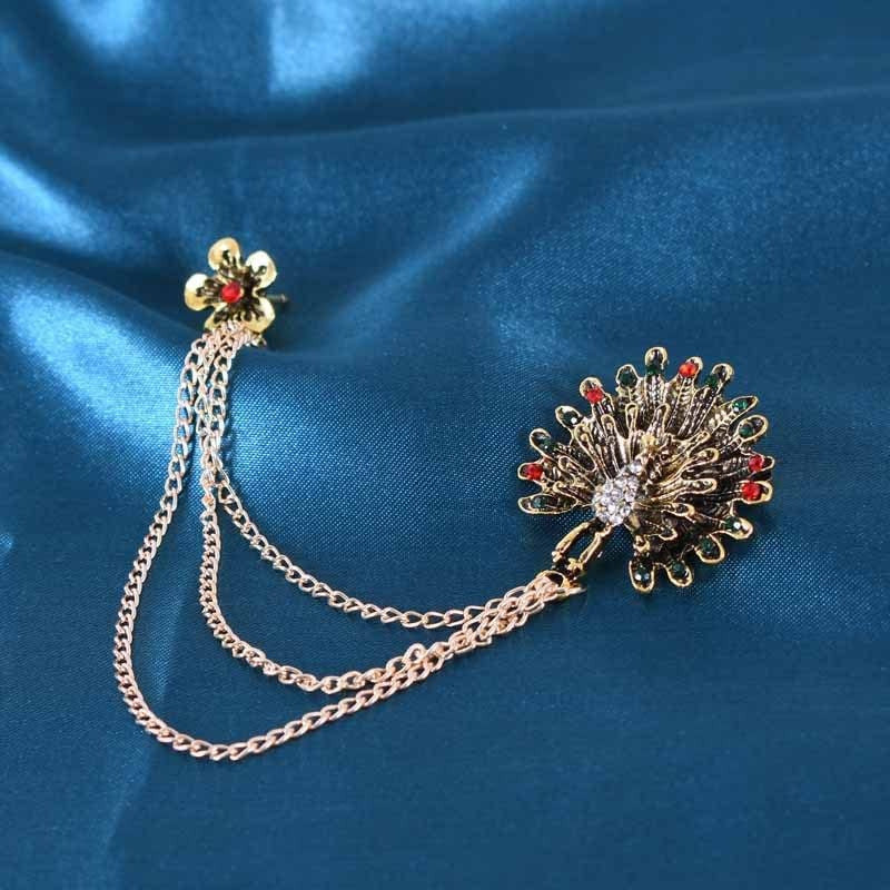 JIAMEI Brooch Corsage with Diamonds Plum Brooch Peacock Opening Screen Crystal C