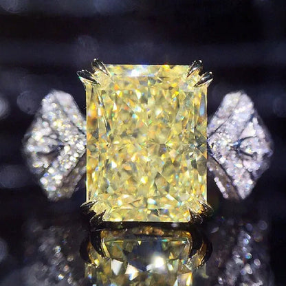Fashion Ladies 4 Prong Setting Square Cut Citrine Gemstone Silver Plated AAA Zir