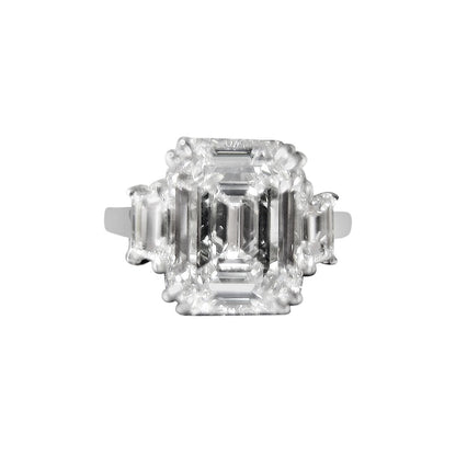 F COLOR VS1 CLARITY EMERALD SHAPE SET TWO TRAPEZOID ENGAGEMENT RING