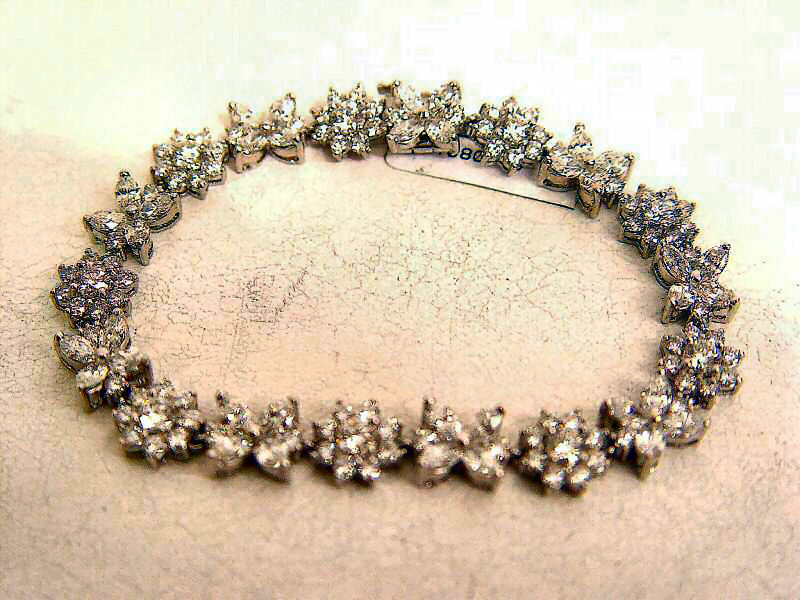 DIAMOND ROUND BRILLIANT SHAPE MARQUISE SHAPE ALL AROUND SET BRACELET PLATINUM