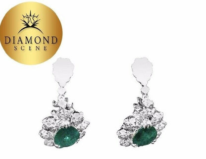 EMERALD GREEN PEAR SHAPE DIAMOND BAGUETTE  ROUND BRILLIANT SHAPE