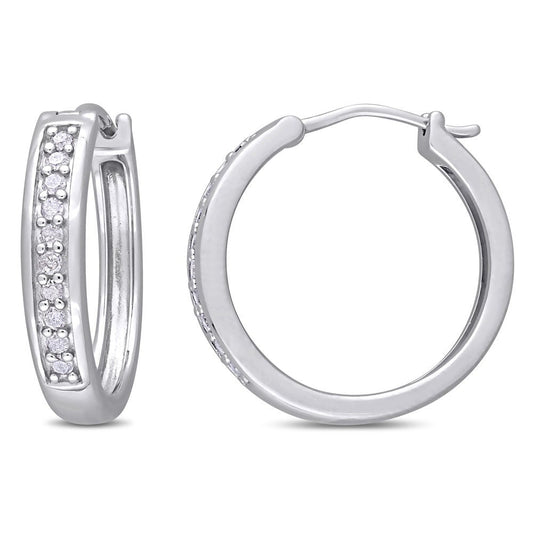 Women'S 1/3 Carat T.W. Diamond Huggie Hoop Earrings in Sterling Silver