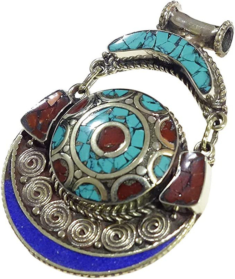 Handmade Designer Pendant for Women and Men, Turquoise, Lapis Lazuli and Coral G