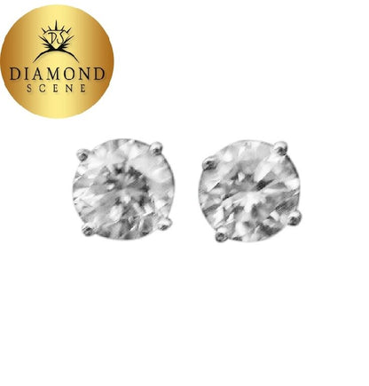 DIAMOND STUD EARRING ROUND BRILLIANT SHAPE 2.46 CT TOTAL WEIGHT STUD EARRING