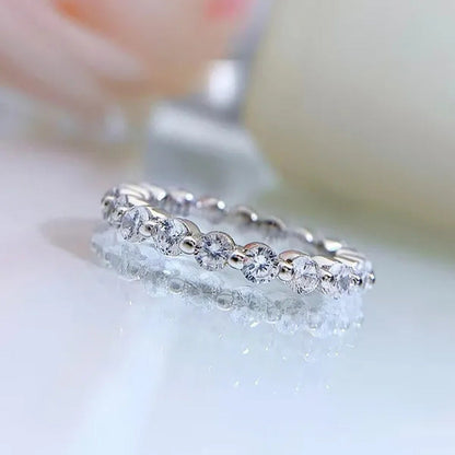 Fashion Bride Jewelry Luxury 925 Sterling Silver Ring Full Eternal Moissanite Di