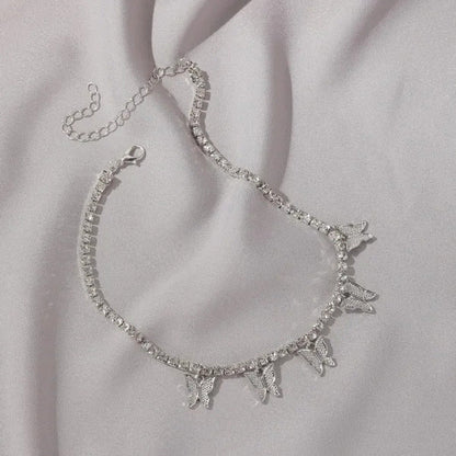 YUNSEABUY Little Butterfly Pendant Full Diamond Choker Necklace for Women Girls