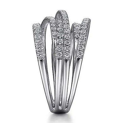 Exquisite 925 Sterling Silver Micro Pave Diamond Multilayer Rings for Women Brid