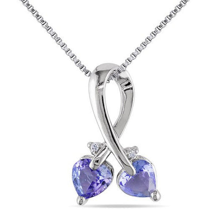 Miabella Women'S 4/5 Carat T.G.W. Heart-Shape Tanzanite and Round-Cut Diamond Ac
