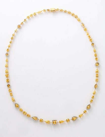 Multishape Yellow and White Diamond Necklace