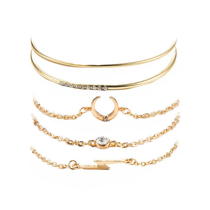 Five-Piece Full Fashionable Moon Personality Bracelets
