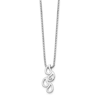 White Ice QW393-18 18 In. Sterling Silver Diamond Post Slide Pendant - Polished