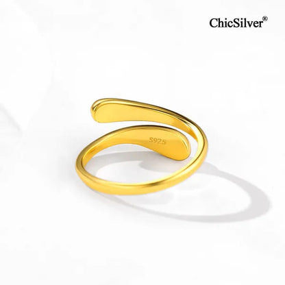 Chicsilver 925 Sterling Silver Ring Minimalist Teardrop Open Ring Eternity Ring