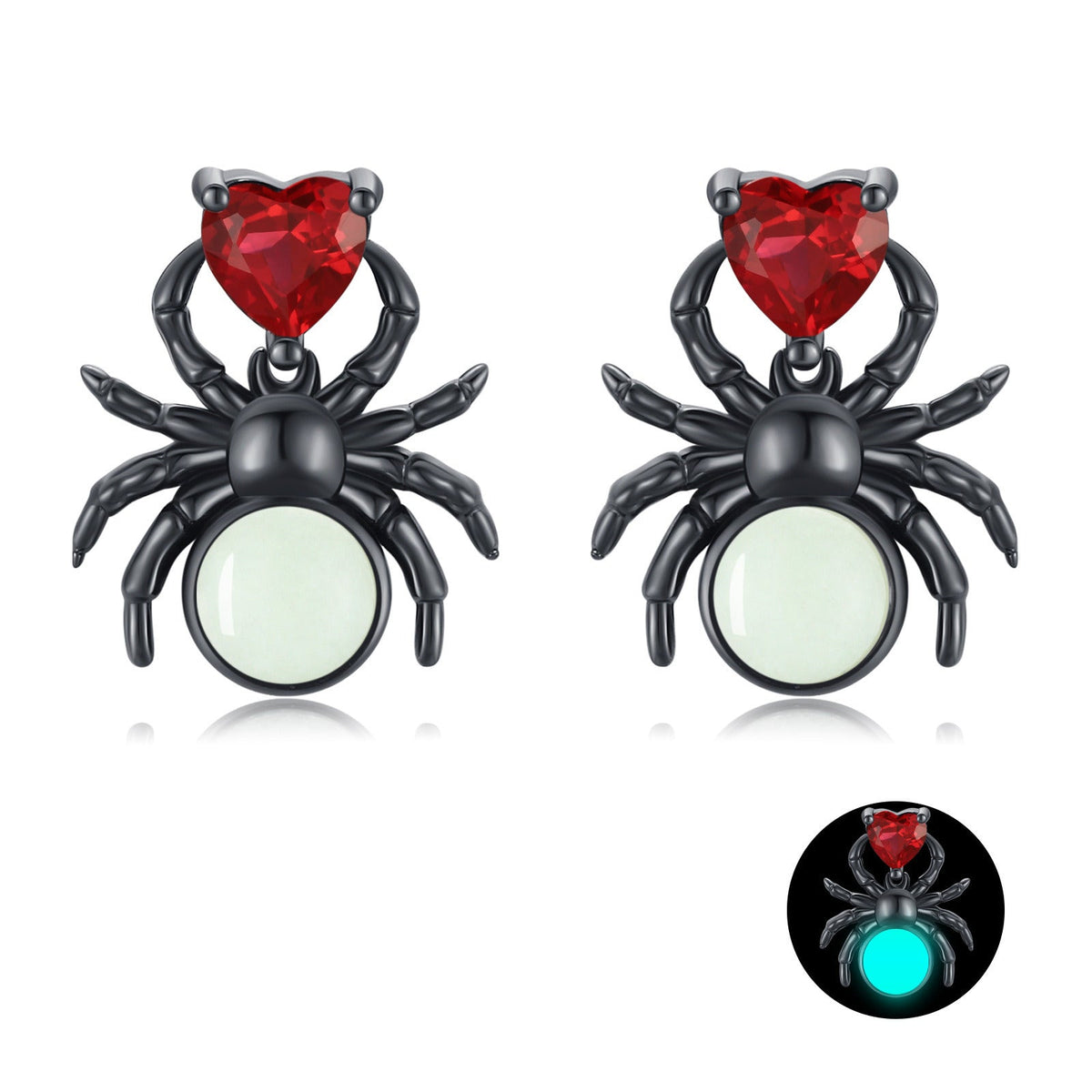 Spider Earrings 925 Sterling Silver Luminous Spider Stud Earrings for Women Glow