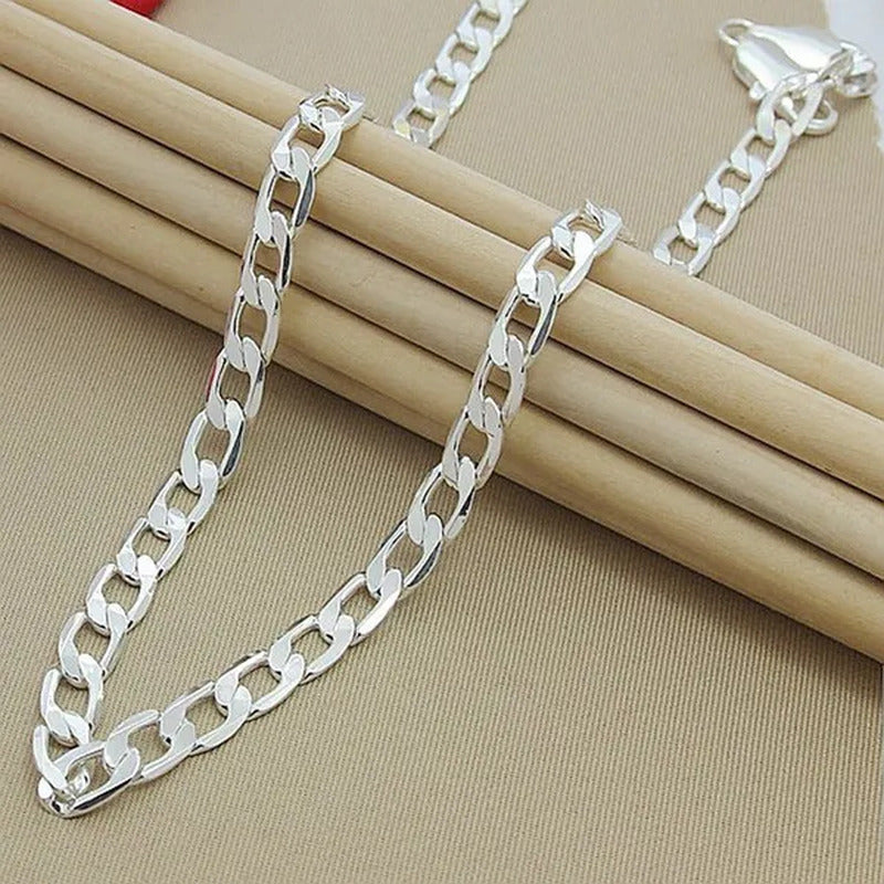 Fine Jewelry 925 Sterling Silver Necklace for Women Men 8MM Hip Hop Necklace