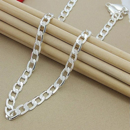 Fine Jewelry 925 Sterling Silver Necklace for Women Men 8MM Hip Hop Necklace