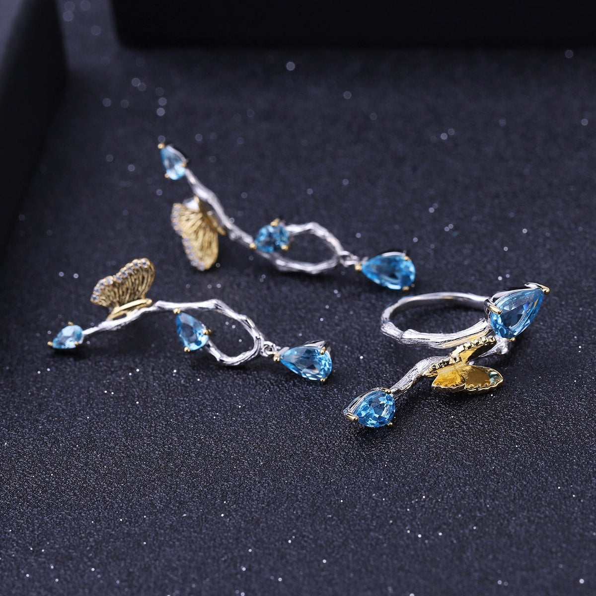 Natural Topaz Simple Natural Wind Butterfly Ring
