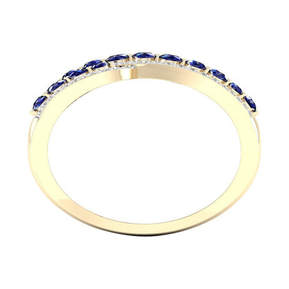 Imperial Gemstone 10K Yellow Gold Blue Sapphire 1/4 CT TW Diamond Women'S Fashio