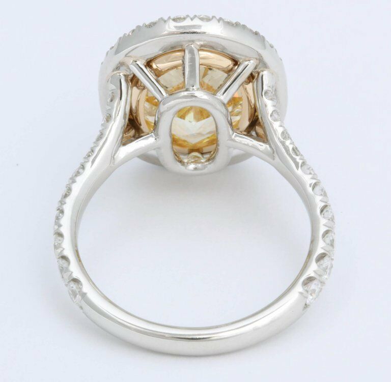 6 Carat Oval Fancy Yellow Diamond Ring GIA Certified Engagement Ring