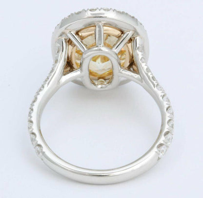 6 Carat Oval Fancy Yellow Diamond Ring GIA Certified Engagement Ring