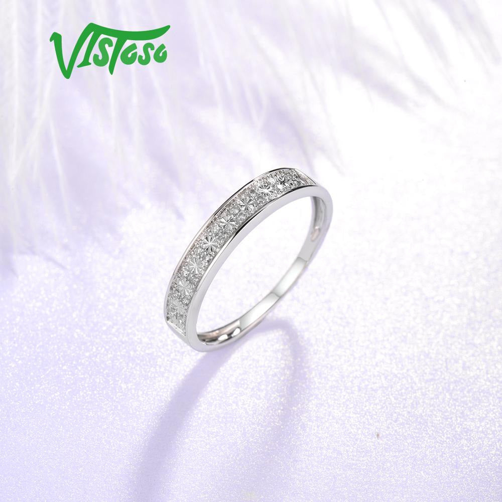 Gold Rings for Women Genuine 9K 375 White Gold Ring Sparkling Diamond Promise
