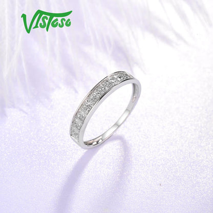 Gold Rings for Women Genuine 9K 375 White Gold Ring Sparkling Diamond Promise