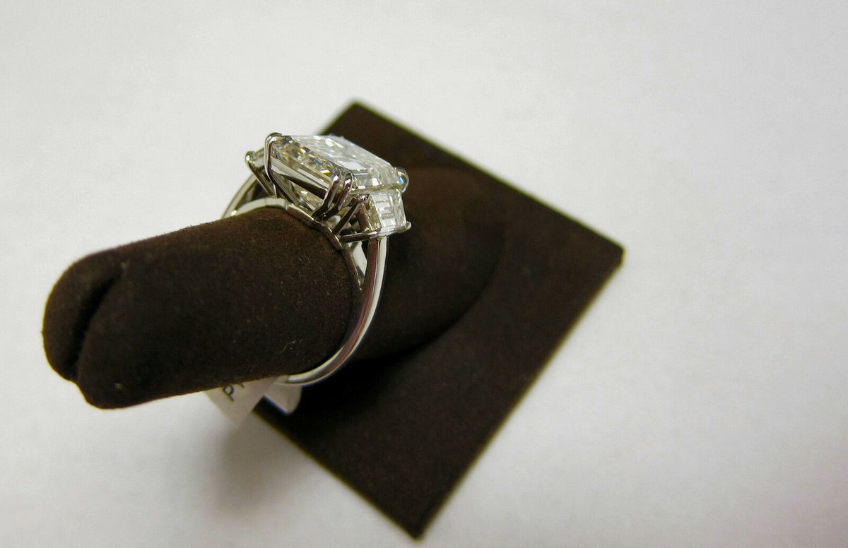 GIA Certified Emerald Shape Diamond J VS1 VG Excellent trapezoid engagement ring