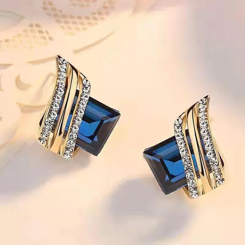 Fashion Temperament Women'S Cubic Zirconia Earrings Large Red Zircon Stud Earrin