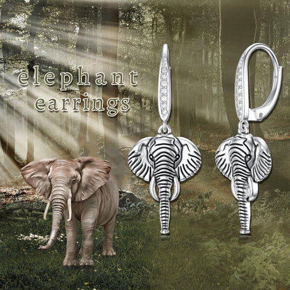 Elephant Earrings for Women 925 Sterling Silver Hypoallergenic Elephant Dangle D